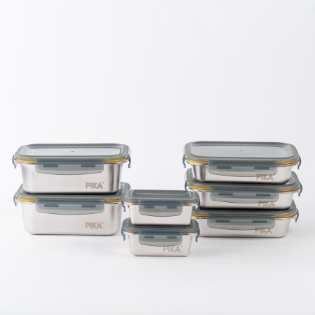 Set of 7 stainless steel food containers - PIKA